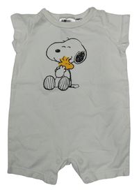 Bílý bavlněný kraťasový overal se Snoopym H&M