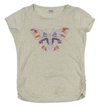 Béžové tričko s motýlem z flirtů Yigga