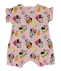 Světlerůžový vzorovaný kraťasový overal s Minnie 