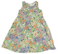Zeleno-farebné kvetované bavlnené šaty H&M