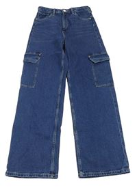 Modré wide leg rifle s kapsami H&M