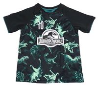 Čierno-zelené športové tričko s dinosaurami a číslom H&M