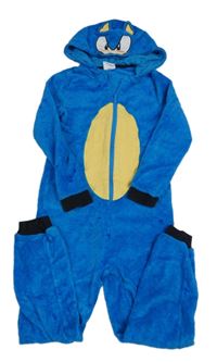 Modrá plyšová kombinéza s kapucí - Sonic