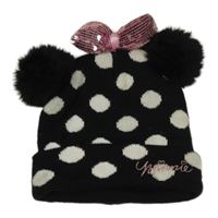 Černá puntíkatá čepice s bambulemi - Minnie
