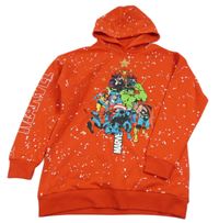 Nové - červená flekatá mikina s Marvel a kapucí Primark