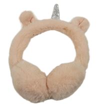 Světlerůžové chlupaté klapky na uši - jednorožec