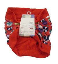 Nové - červený fleecový nákrčník s obrázkami