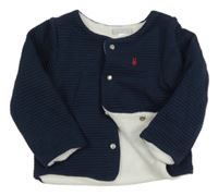 Tmavomodrá žebrovaná zateplená propínací mikina obaibi