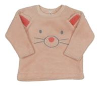 Svetloružová plyšová mikina s ňufáčikom 