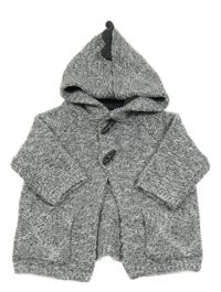 Sivý melírovaný prepínaci sveter s kapucňou George