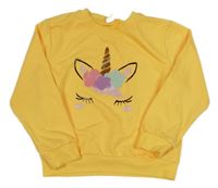 Žltá ľahká mikina s jednorožcom shein