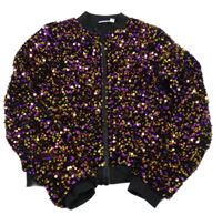 Čierna zamatová podšitá flitrová crop bunda Name it