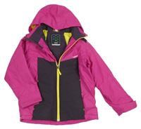 Růžovo-fialová šusťáková funkční lyžařská bunda s kapucí wedze