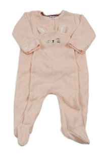 Světlerůžový žebrovaný sametový overal s králíkem 