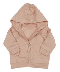 Světlerůžová propínací mikina s volánky a kapucí Tu