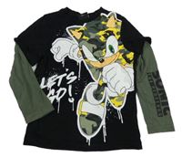 Černo-zelené triko se Sonicem 