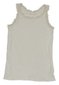 Biely rebrovaný top s čipkou Nutmeg