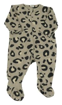 Béžovo-černý leopardí fleecový overal Next