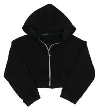 Čierna crop prepínaci mikina s kapucňou terranova