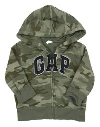 Khaki army propínací mikina s logem a kapucí GAP