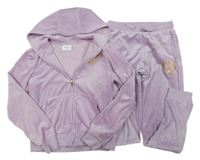 2 set - lila plyšová propínací mikina s kapucí + tepláky Juicy Couture