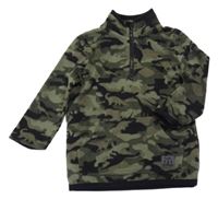 Kaki-čierna army fleecová mikina Matalan