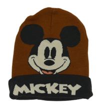 Hnědo-tmavošedá pletená čepice s Mickeym H&M