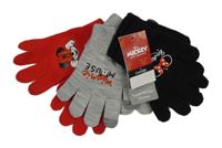 Nové - 3x pletené prstové rukavice s Minnie - červené + šedé + černé George