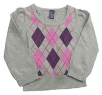 Béžovo-ružovo-slivkový károvaný sveter Zara