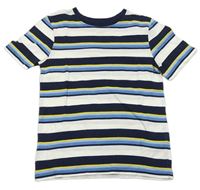 Bielo-tmavomodro-modré pruhované tričko C&A
