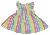 Farebné pruhované ľahké šaty s volánikmi Ergee