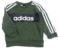 Khaki mikina s pruhmi a logom Adidas