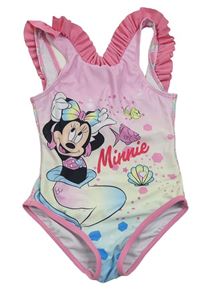 Ružové jednodielne plavky s Minnie a volánikmi Disney
