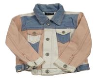 Modro-bílo-růžová riflová crop bunda Firetrap