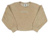 Béžová zamatová crop mikina s nápisom George