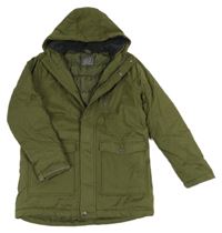 Khaki šušťáková zimná bunda s kapucňou Pocopiano