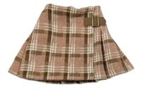 Starorůžovo-bielo-hnedá kockovaná sukňa Next