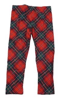 Červeno-zelení kockované legíny