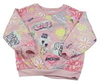 Svetloružová mikina s nápismi a srdcem Matalan