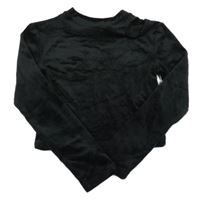 Čierne plyšové crop tričko s prestrihom H&M