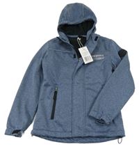 Nové - Modrá melírovaná softshellová bunda s kapucí Active touch