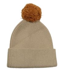 Béžovo-oranžová čepice s bambulí H&M