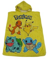 Žluté osuškové pončo s pokémony a kapucí 