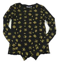 Černo-zlaté žebrované crop triko - Harry Potter 