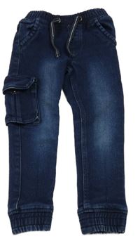 Tmavomodré teplákové cargo cuff rifle Lupilu