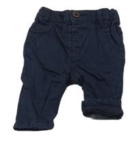 Tmavomodré plátěné podšité kalhoty Next
