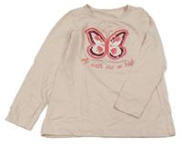 Svetloružové tričko s motýlkom Topolino