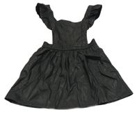 Čierne koženkové šaty s volánikmi Benetton