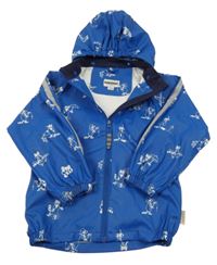 Tmavomodrá voděodolná jarní bunda s mývaly a kapucí 