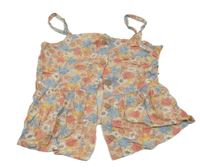 Svetloružová -modro-farebný kvetovaný ľahký crop top H&M